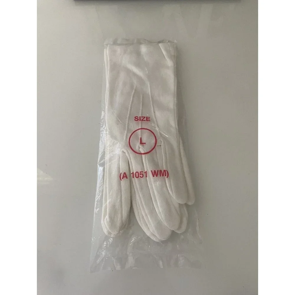 1 Pair White Class A Dress Uniform‎ Gloves Band Parade Honor Fireman Police NIB